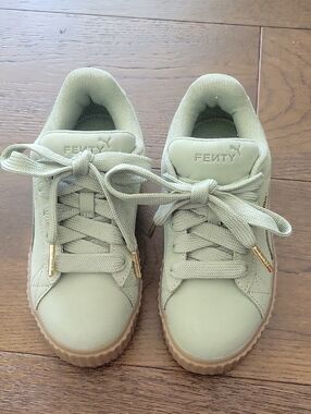 Puma Fenty Girl's Creepers in Sage Green with Gum Sole Size 3.5